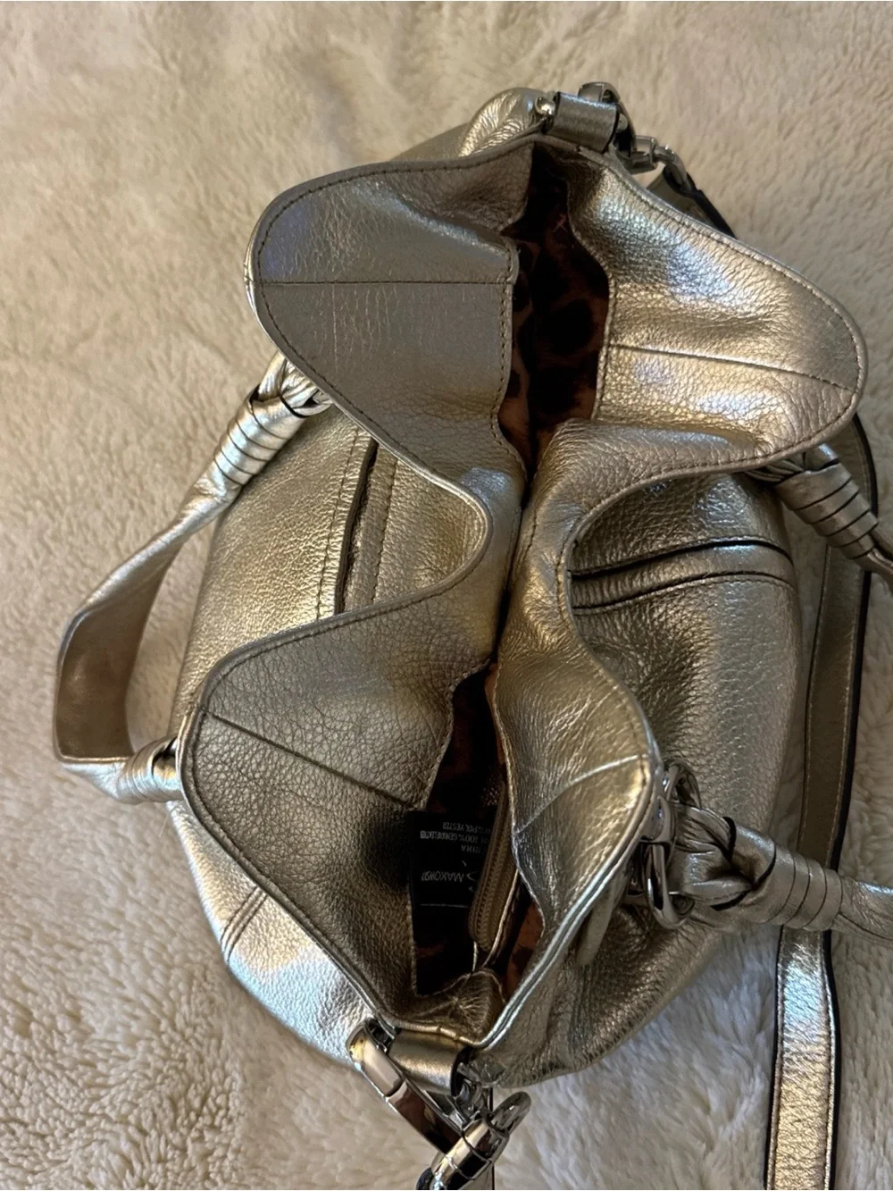 b. makowsky Metallic Gold Leather Shoulder Bag